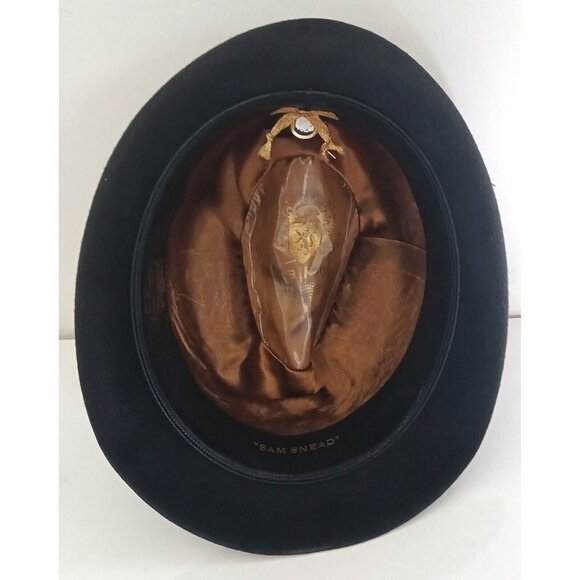 Vintage MALLORY Sam Snead Hat Fedora Style 6 7/8 Black Made in Canada Lined - Picture 4 of 16